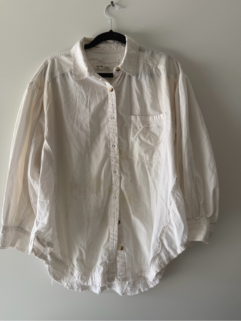 We The Free Cream Button-Down Shirt with Chest Pocket